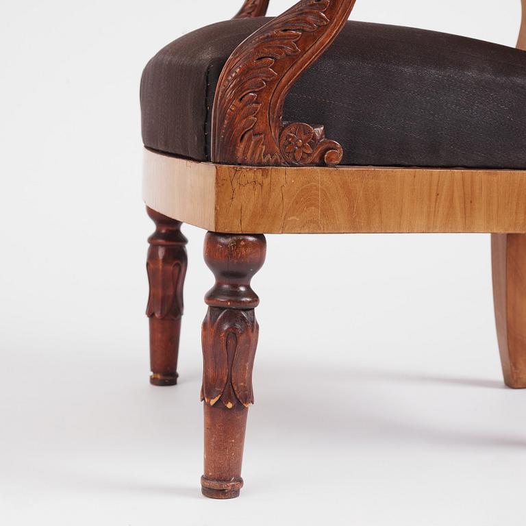 A Russian Nicholas I mahogany armchair, 1820's-30's.