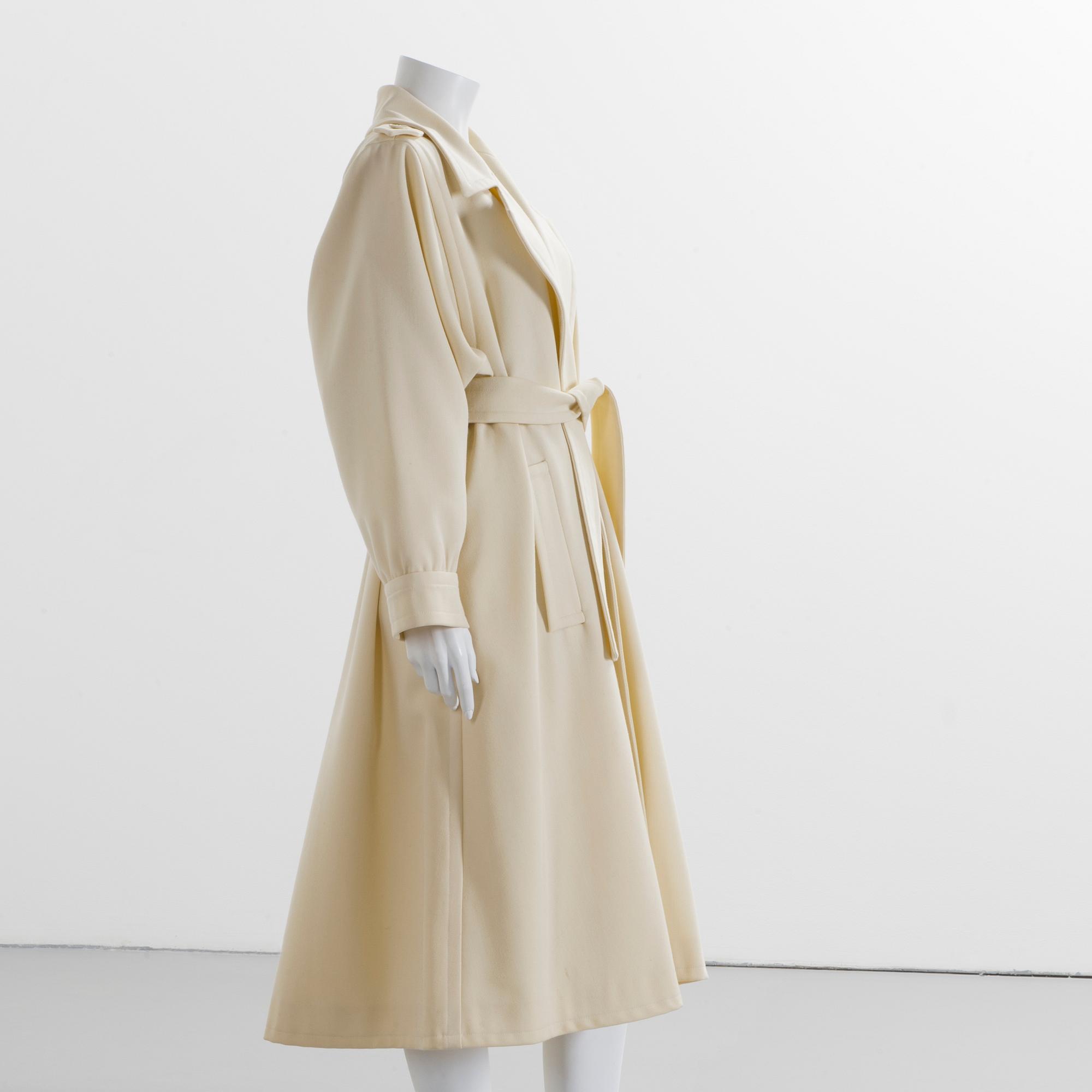 COAT, Yves Sain Laurent, creme colored wool blend, size 36.