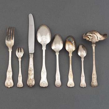 A part silver cutlery service, modell 'Engelsk Snäck' (55 pieces).