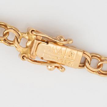 Collier 18K guld, doserad bismarck, med berlock.