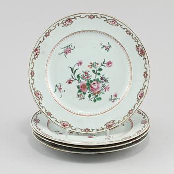TALLRIKAR, 4 st, porslin, Kina, 1700-tal.