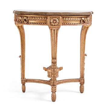 A Gustavian giltwood console table, late 18th century.