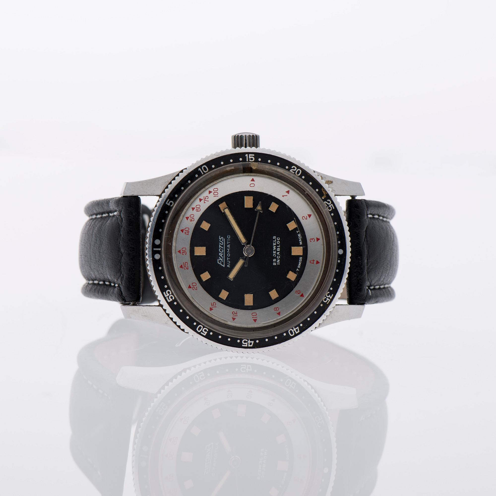 ARMBANDSUR, herr, Exactus Automatic, stål, 1960-70-tal.