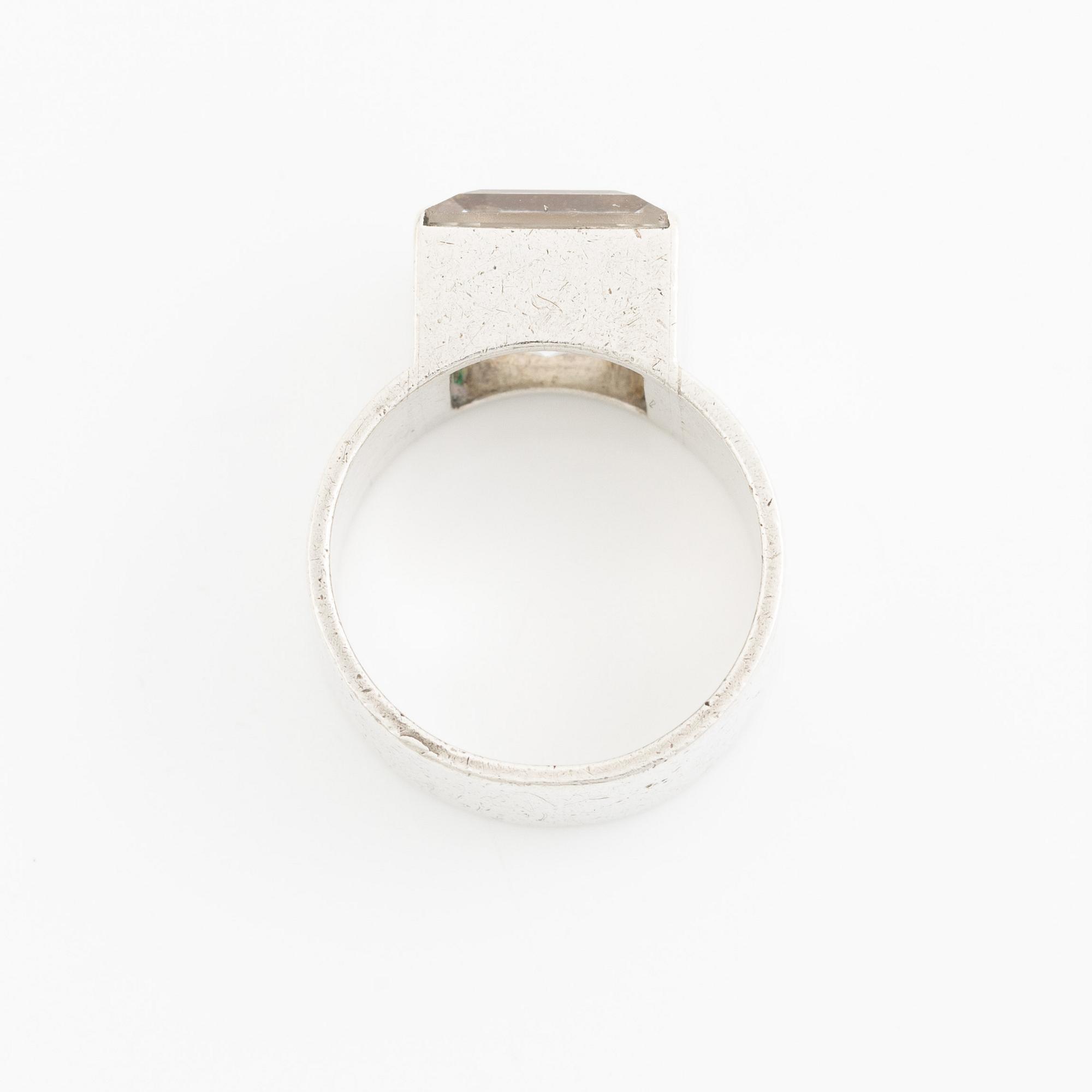 Wiwen Nilsson, ring, silver with step-cut rock crystal, Lund 1974.
