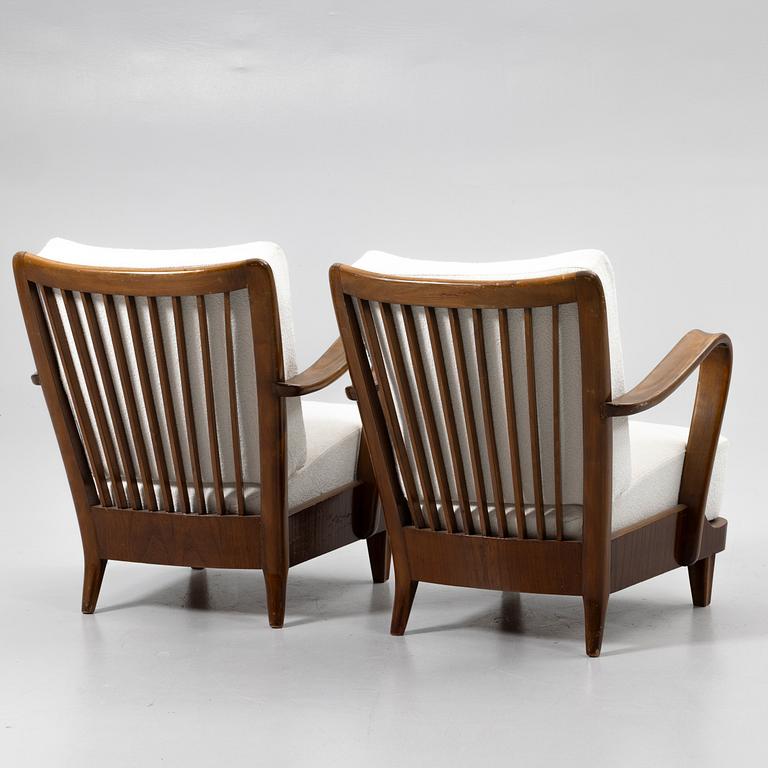 Armchairs, a pair, 1940s/50s.