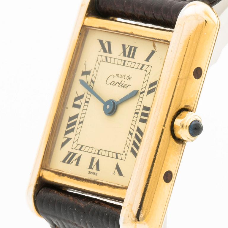 MUST de CARTIER, Tank Vermeil,  armbandsur, 23 x 23 mm.