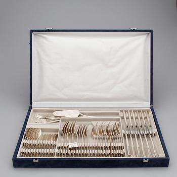 BESTICKSERVIS,  56 delar, silver, "Rosenholm", GAB, Stockholm, bl.a. 1998. Vikt utan knivar 1411 gram.