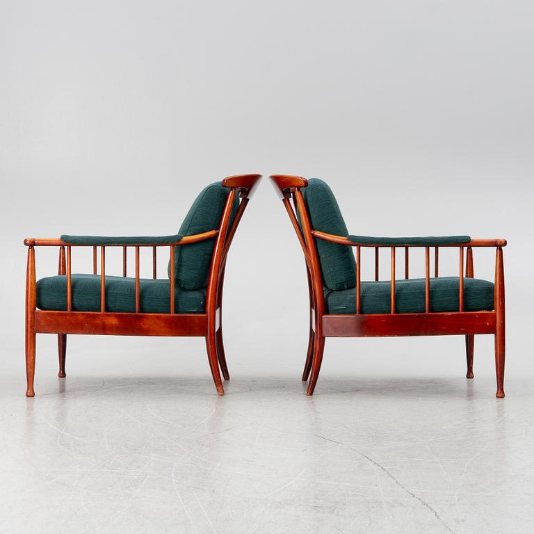 Kerstin Hörlin-Holmquist, a pair 'Skrindan' of easy chairs, OPE Möbel, second half of the 20th century.