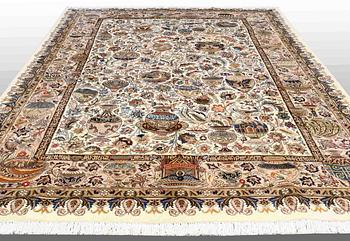 A CARPET, Figural kashmar, ca 392 x 295 cm.