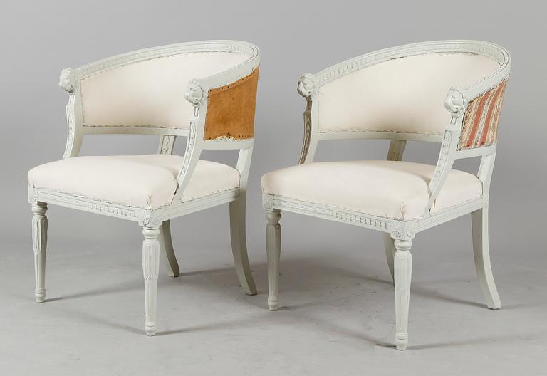 BALJFÅTÖLJER, 1 par, herrgårdstillverkning, empirestil, 1800-/1900-tal.