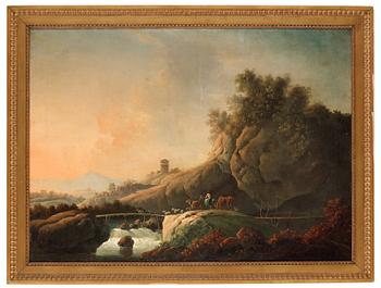 454. Jean Baptiste Pillement Circle of, Pastoral landscape with figures.