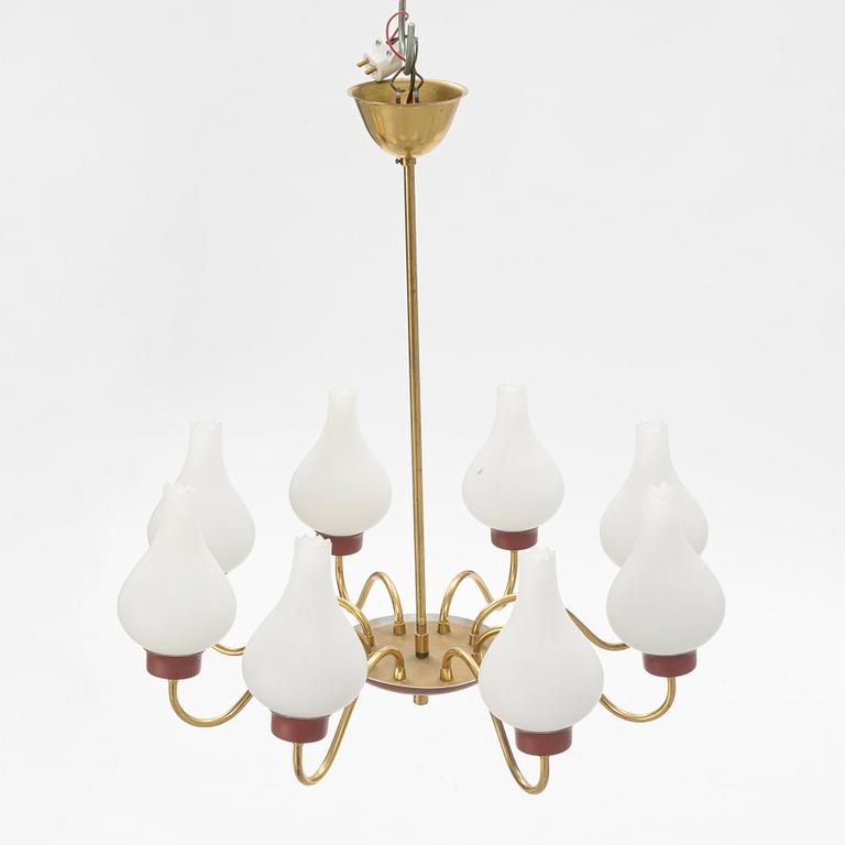 Taklampa, 1900-talets mitt. med åtta ljuspunkter.