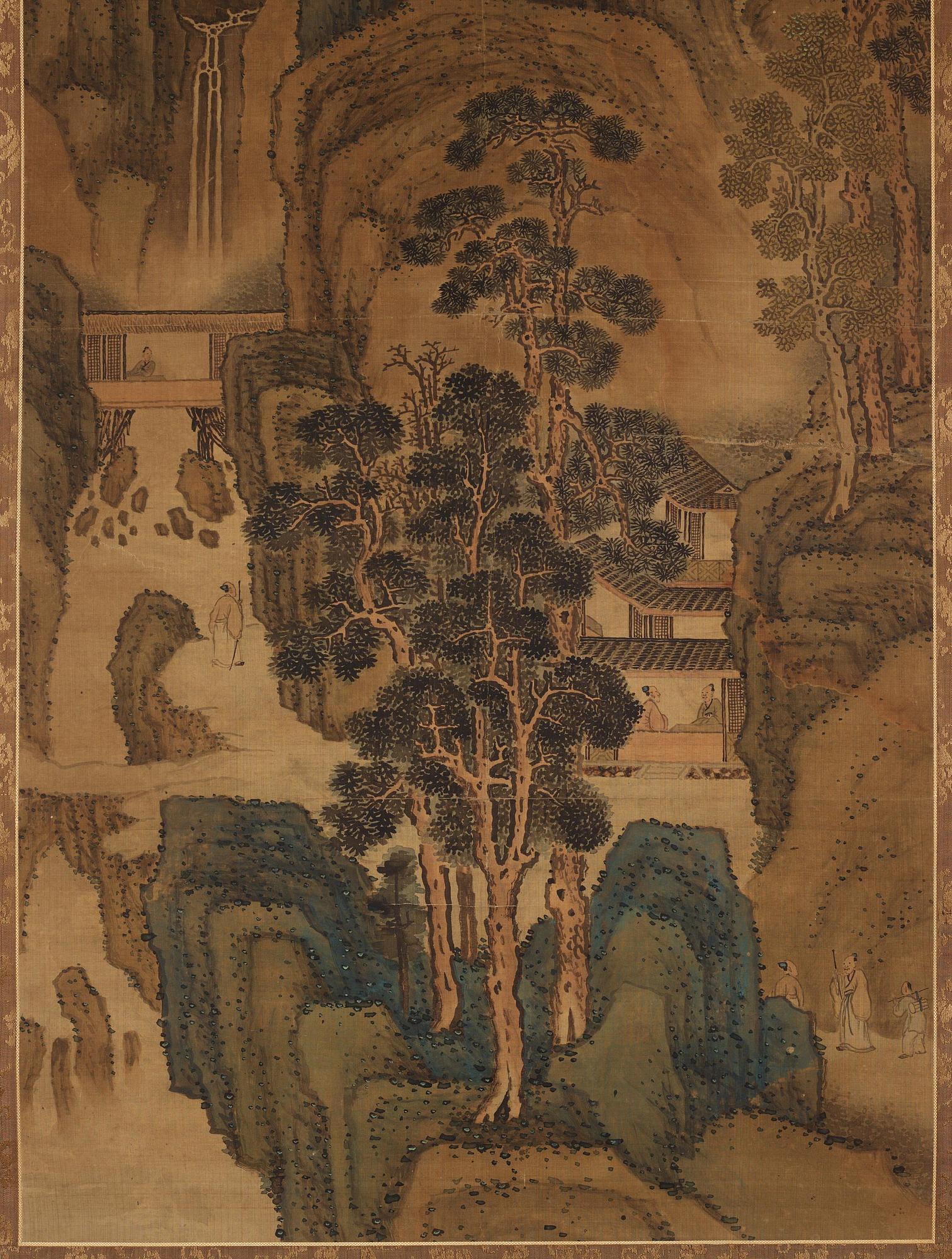 Rullmålning, färg och tusch på siden, signerad “蒋桐” Jiang Tong och med cyklisk datering till jiaxu, 1600/1700-tal.