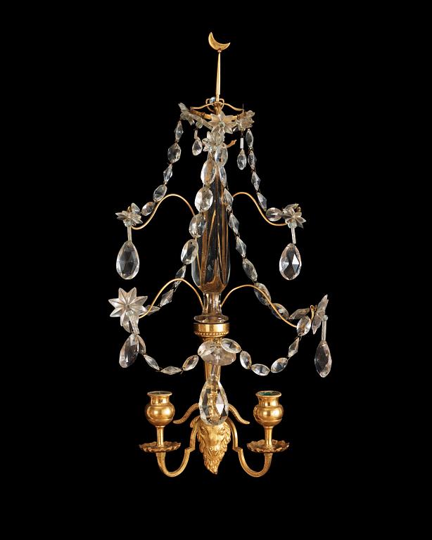 VÄGGLYSTRAR, för två ljus, ett par. Gustavianska.