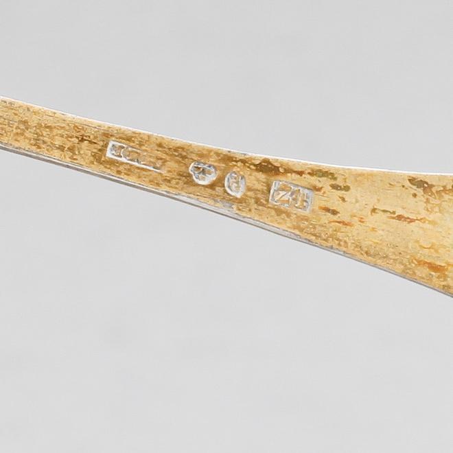 PARTI SILVER, 9 delar. B.la. Adolf Lilja, Karlskrona. 1852. Totalvikt 426.