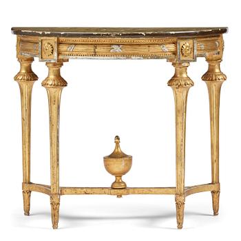 49. A Gustavian giltwood and marbled console table, Stockholm, late 18th century.