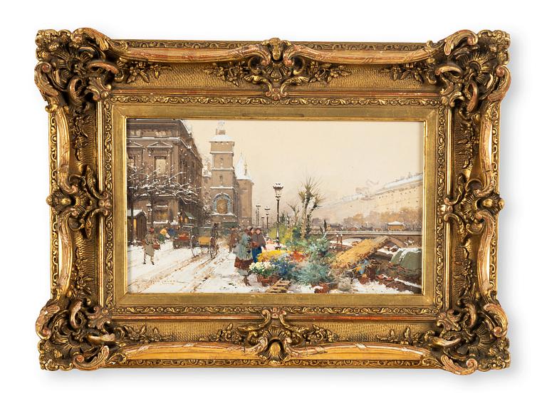 Eugène Galien-Laloue, Flower sellers at Quai de l'Horloge in Paris.