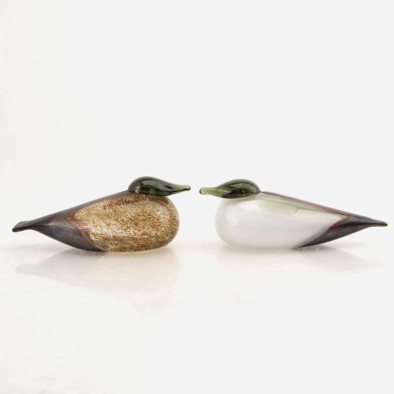 Oiva Toikka,  skulpturer 2 st signerade Iittala Nuutajärvi Finland.