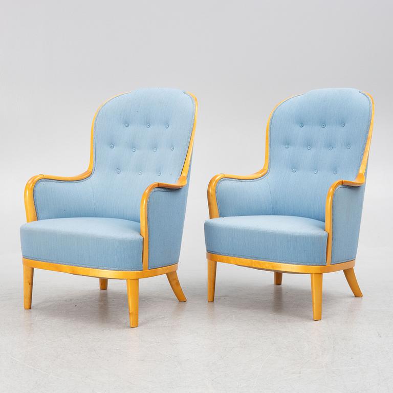 Carl Malmsten, a pair of "Advokaten" armchairs, Sweden, later part of the 20th century.