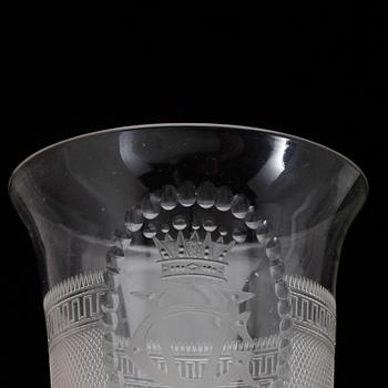 GLAS, 5 st, med kungliga monogram, bland annat Gustav V:s och Viktorias alliansmonogram, 1900-talets början.