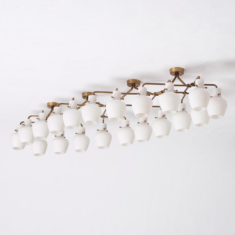 Hans Bergström, a rare and monumental ceiling lamp, ateljé Lyktan, Sweden, 1940-50s.