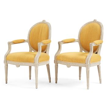 52. A pair of Gustavian armchairs.