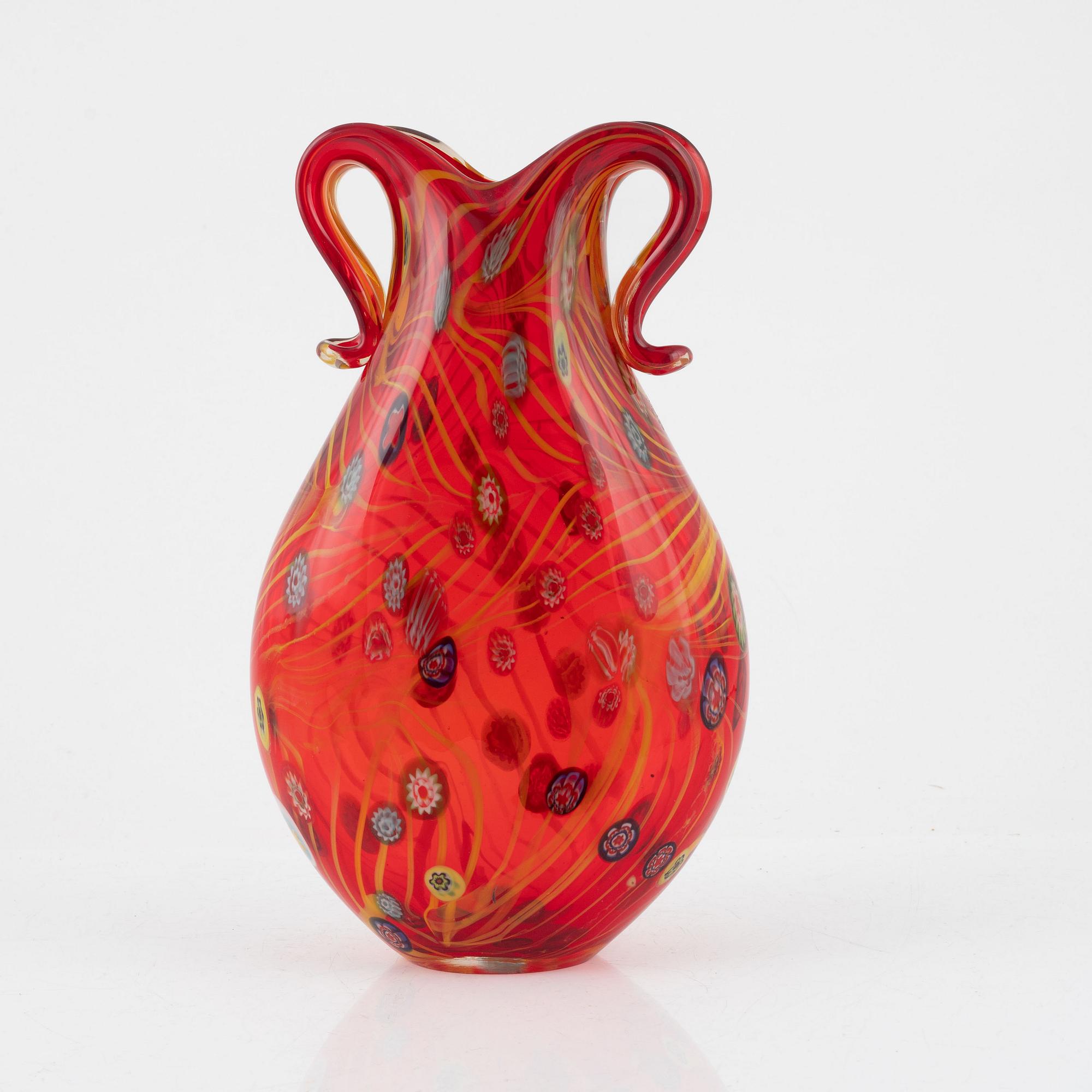 Vase, glass, probably Murano, Italy.