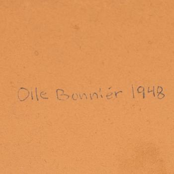 Olle Bonniér, gouache på papper, signerad, utförd 1948.