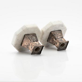 Märta af Ekenstam, ljusstakar, ett par, silver, Malmö, 1919.