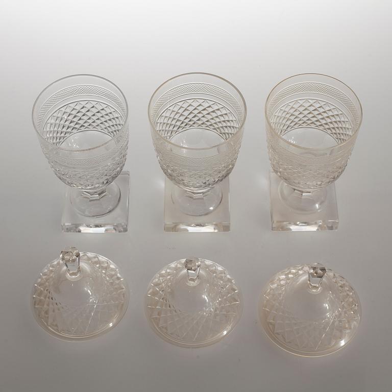 ELIS BERGH, three glass cups for Kosta, model "Kent", second half of the 20th century.