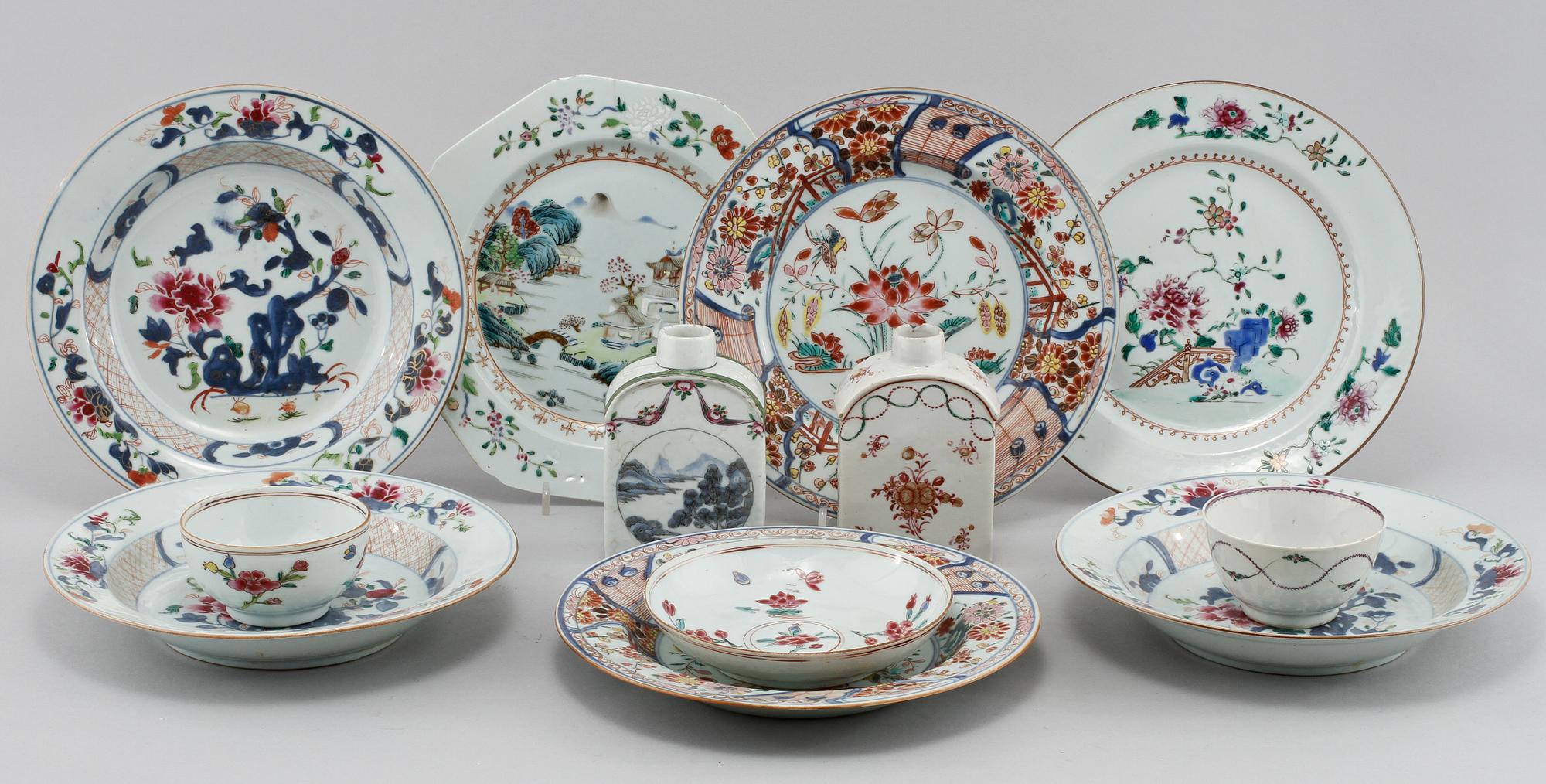 PARTI PORSLIN, 11 delar, Kina, 1700-tal.