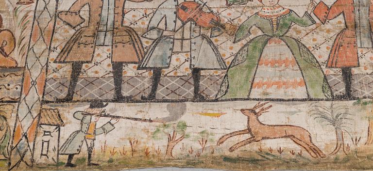 A FOLK ART WALL PAINTING FROM 1762. Sweden.