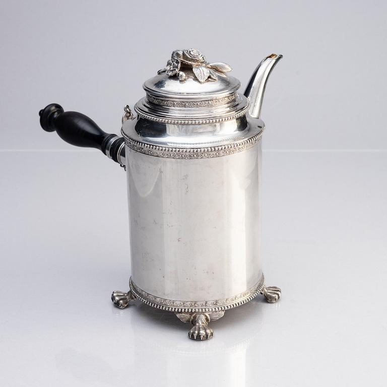 A Swedish Gustavian 18th century silver coffee-pot, mark of Petter Eneroth, Stockholm 1787.