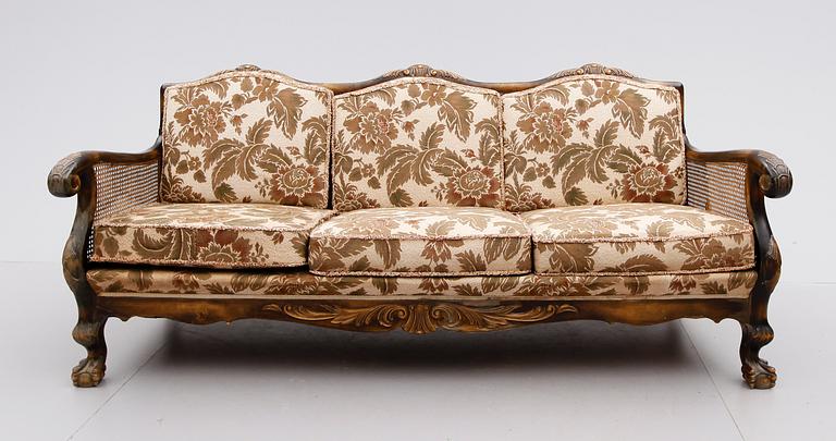 SALONGSMÖBEL, 6 delar, chippendalestil, Svängsta Stilmöbler, 1900-talets första hälft.
