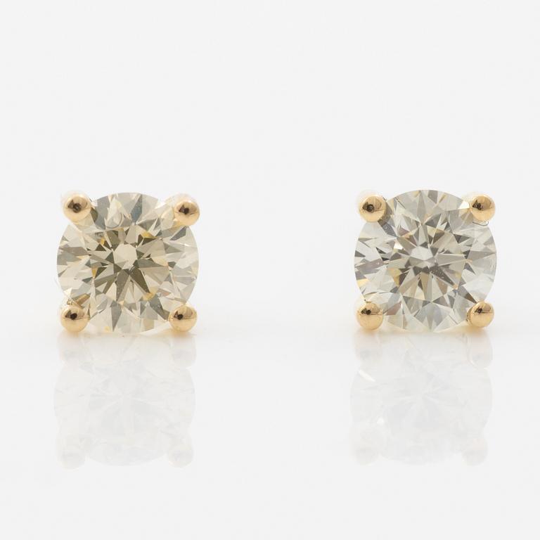 Earrings 18K gold with brilliant-cut diamonds.
