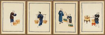 A group of twelve Chinese gouache paintings, late Qing dynasty / around 1900.