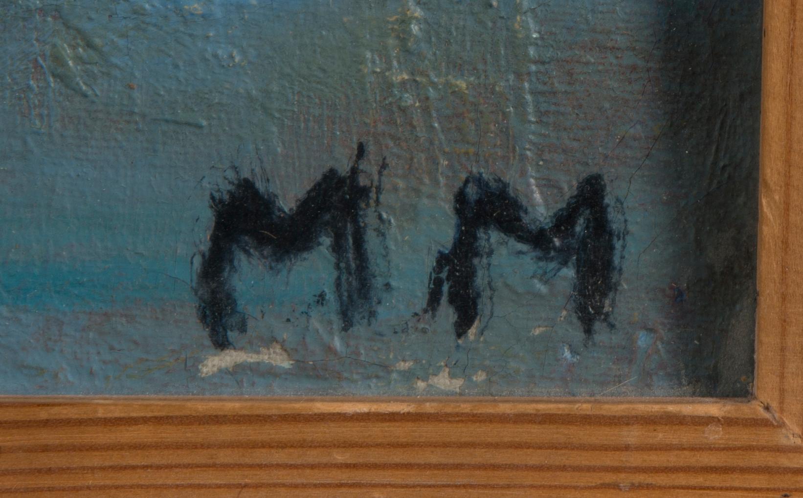 MAUNO MARKKULA, olja på duk, uppfodrad på skiva, signerad MM.