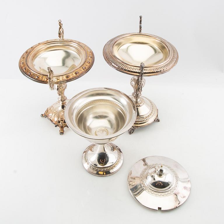 Sugar bowls 3 pcs, silver plate, early 20th century.