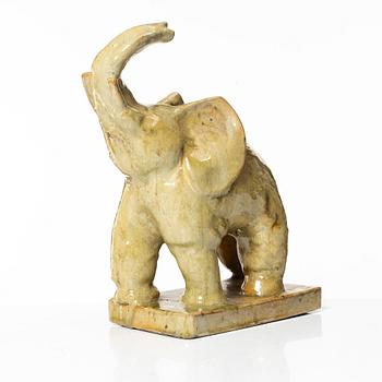 Allan Ebeling, a glazed ceramic sculpture of an elephant, Torshälla 1933.