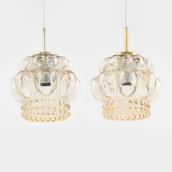 A pair of ceiling lamps, Glashütte Limburg, Germany, second half of the 20th century.