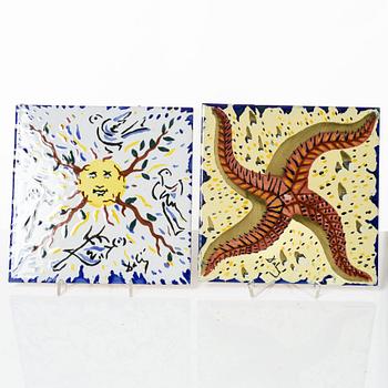Salvador Dalí, after. Twelve earthenware tiles, late 20th Century.