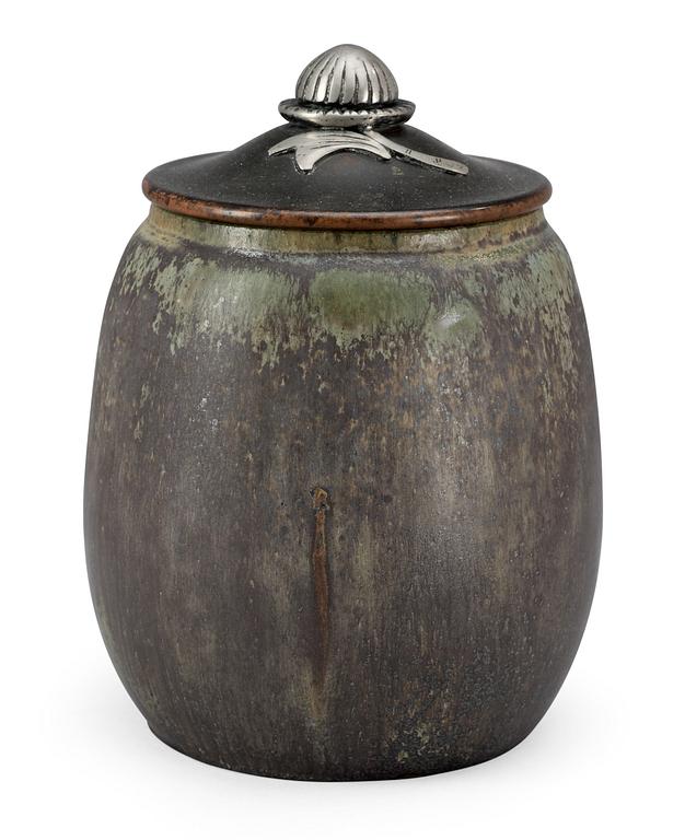 A Patrick Nordström stoneware urn with bronze cover, Den Konglige porcelainsfabrik, Denmark 1922.