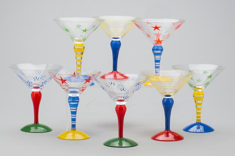 COCTAILGLAS, 8 st. "Clown" design Anne Nilsson, Orrefors.