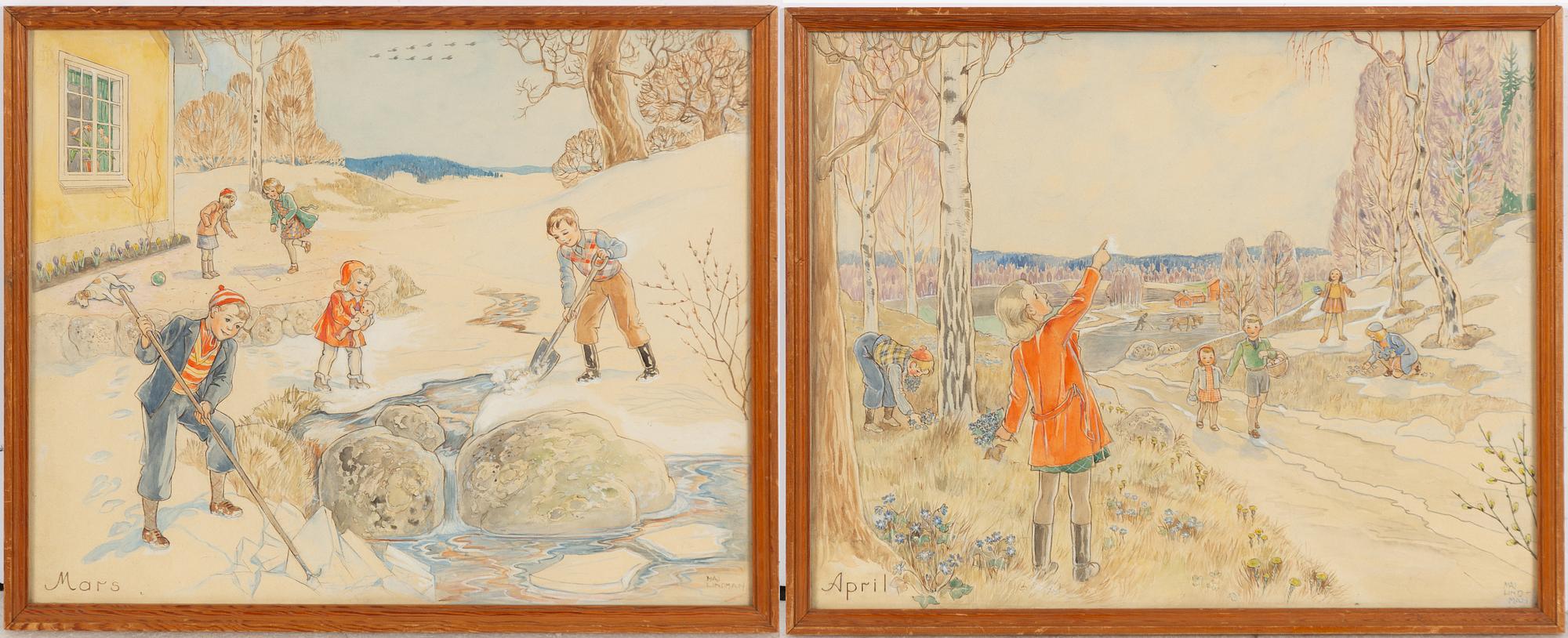 Maj Lindman, 'March' and 'April'.