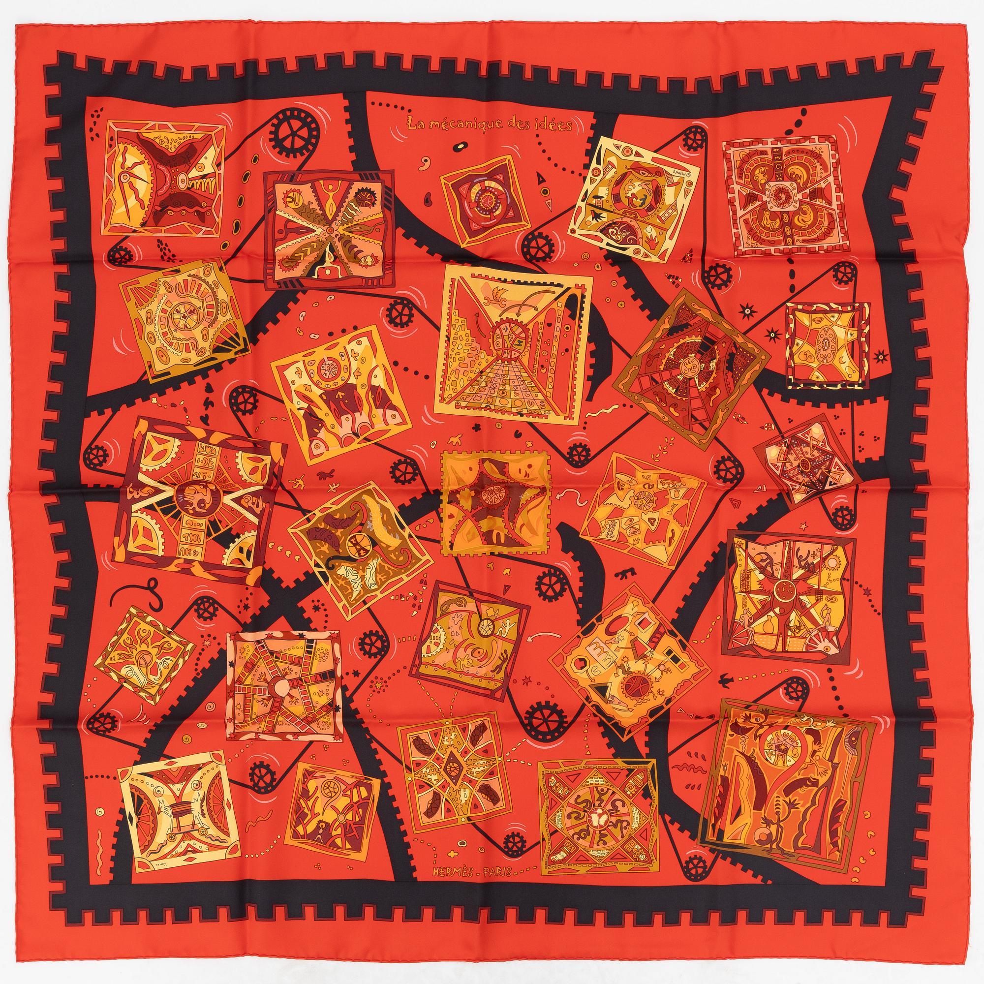 Hermès, scarf, "La Mecanique des Idees".