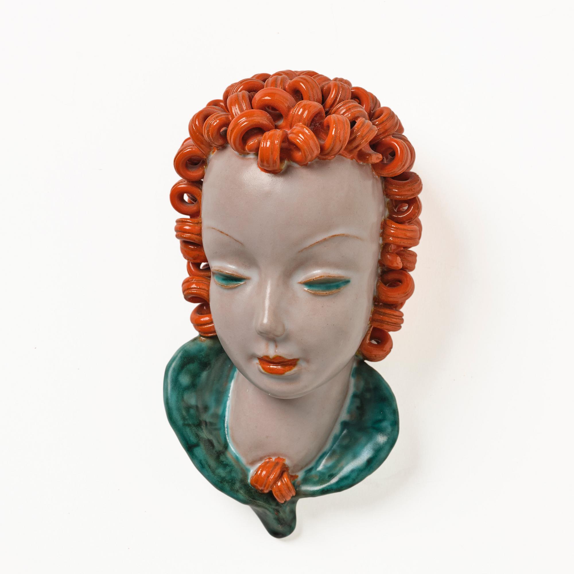 Rudolf Knörlein, väggmask, modell 6836, Goldscheider, Wien, 1930-tal..