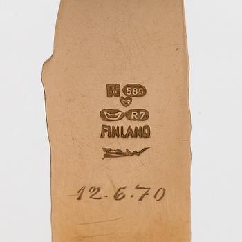 Björn Weckström, pendant, "Golden tree", 14K gold, moss agate.