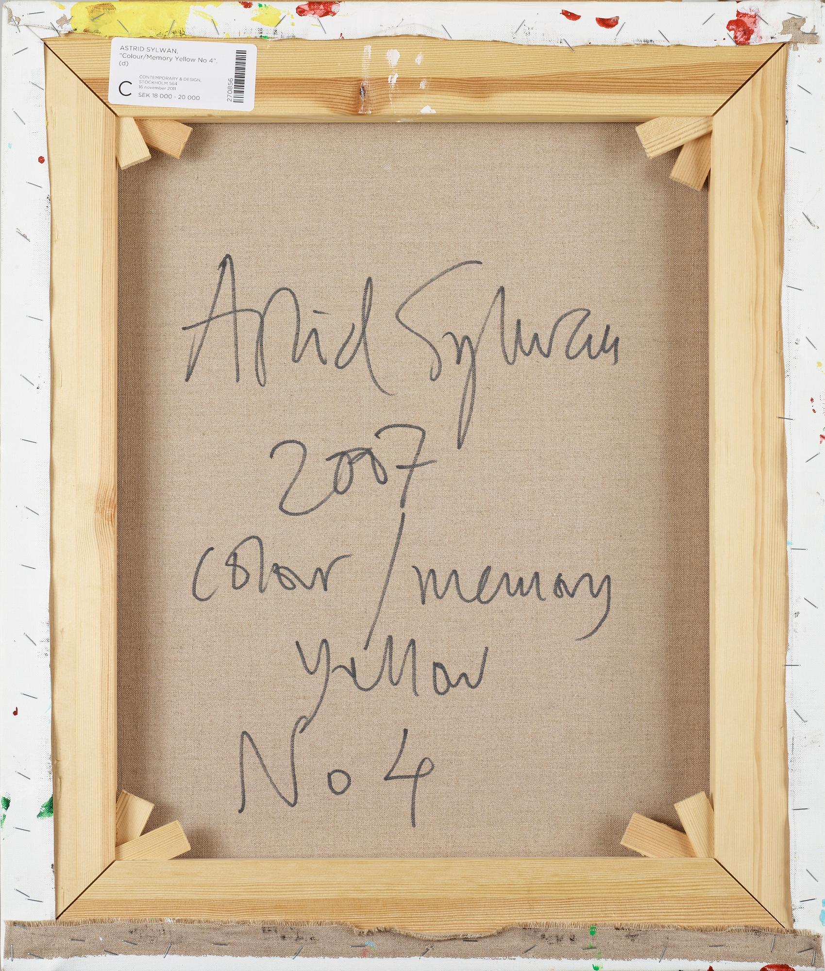 Astrid Sylwan, "Colour/Memory Yellow No 4".