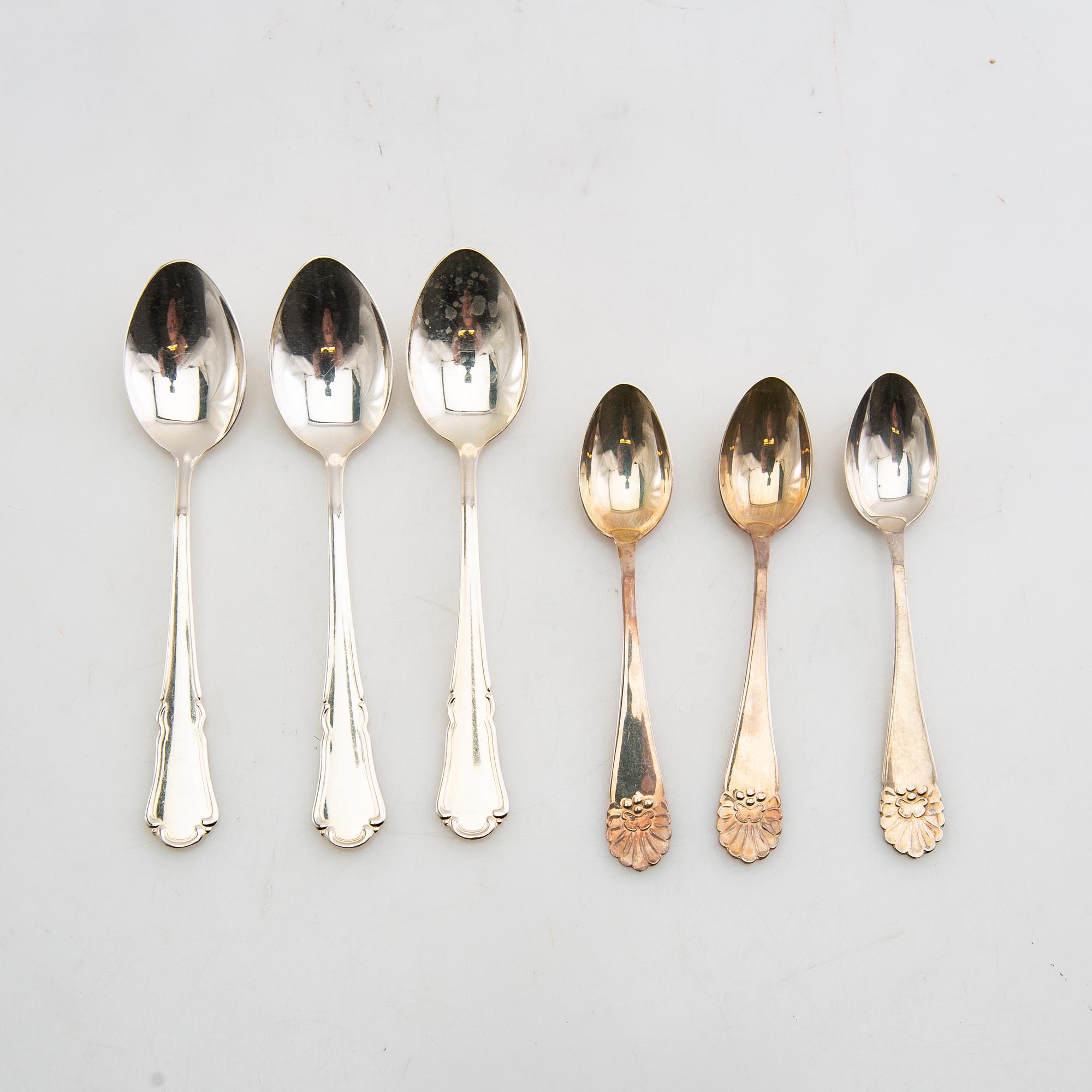 Coffee and mocha spoons, 19 pcs, silver.