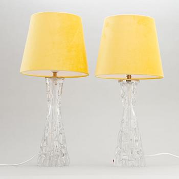 Carl Fagerlund, a matched pair of glass table lights, Orrefors.